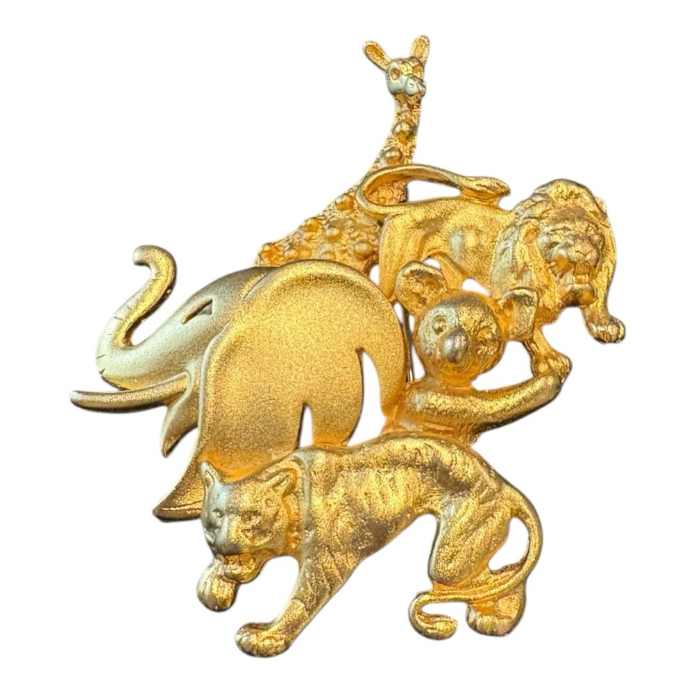 M. Jent Designer Gold Tone Zoo Life
Animal Grouping Pin Brooch JB5